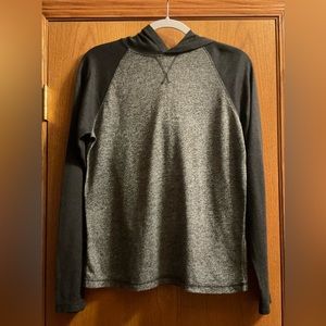 Boy’s Urban Pipeline Black and Gray Long Sleeve Shirt with hoodie. Light Fabric.
